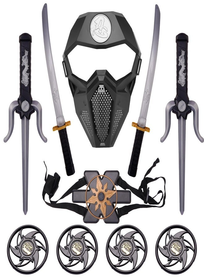 Sepco Ninja Toy Weapons Set with Backpack Case Swords Katana Throwing Discs Mask for Kids Role Play Costume Accessories - Image 2
